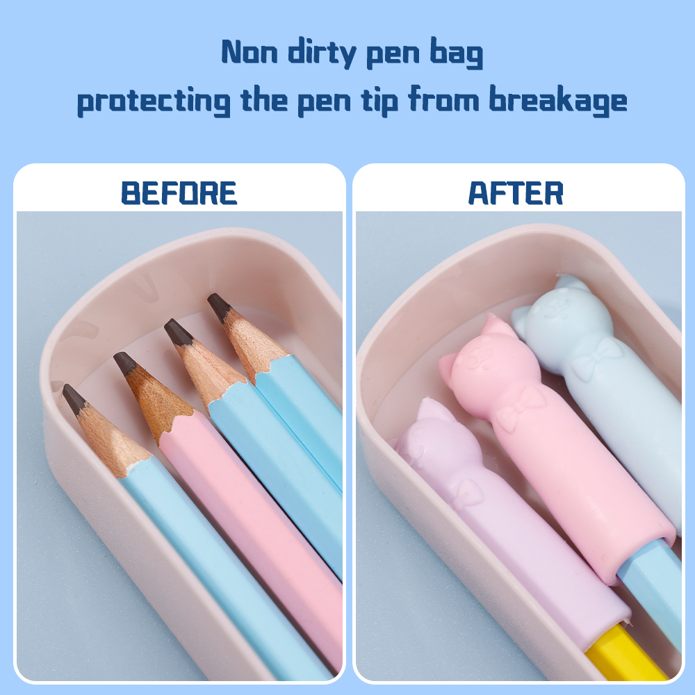 1-20Pcs Cat Erasers Pencil Tip Cap Kawaii Wipe Clean Rubber Eraser Cute Pen Topper Cap Student Stationery School Office Supplies