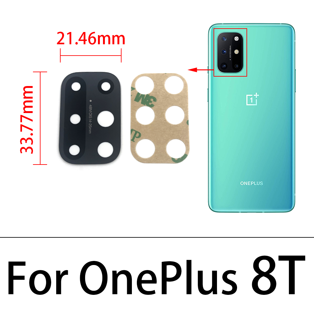 Glass Lens With Glue Sticker For Oneplus 5 5T 6 6T 7 7T 8 8T Pro Nord 9 Pro Nord 100 Camera Glass Lens With Repair Parts: For Oneplus 8T
