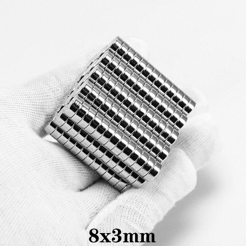 Imanes de tierras raras de 8x3mm, diámetro fuerte, 8x3mm, de 8mm x 3mm redondo pequeño disco magnético, imanes permanentes de neodimio de 20 ~ 500 Uds.