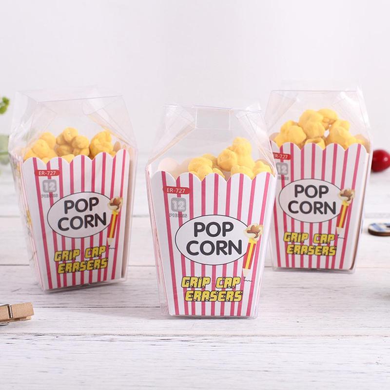 1 boîte Kawaii nourriture pop-corn gomme en caoutchouc enfants papeterie fournitures scolaires en caoutchouc crayon gommes Correction enfants fille jouet