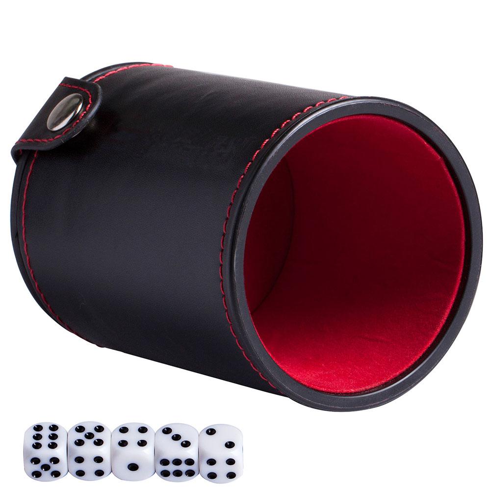 Fournitures de jeu de dés en cuir PU, flanelle, coupe muette, pour la plupart des jeux de dés, doublure en feutre rouge, pour Yahtzee Farkle Bar Party,