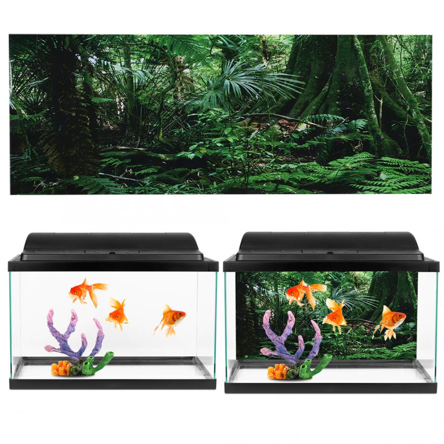 1Pcs PVC Reptile Box Rainforest Background Poster Fish Tank Wall Picture Painting Decoration Self Adhesive Sticker