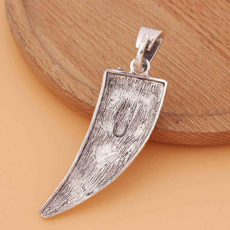 5 pieces/lot large wolf head tooth teeth shape tibetan silver charms pendants for necklace jewelry making accessories