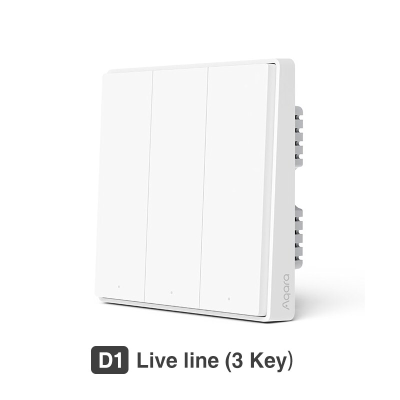 Aqara-interruptor inteligente D1 inalámbrico, interruptor de pared con cable de fuego único ZigBee, Control de luz de casa inteligente para aplicación mihome: D1 Gold Case 3key