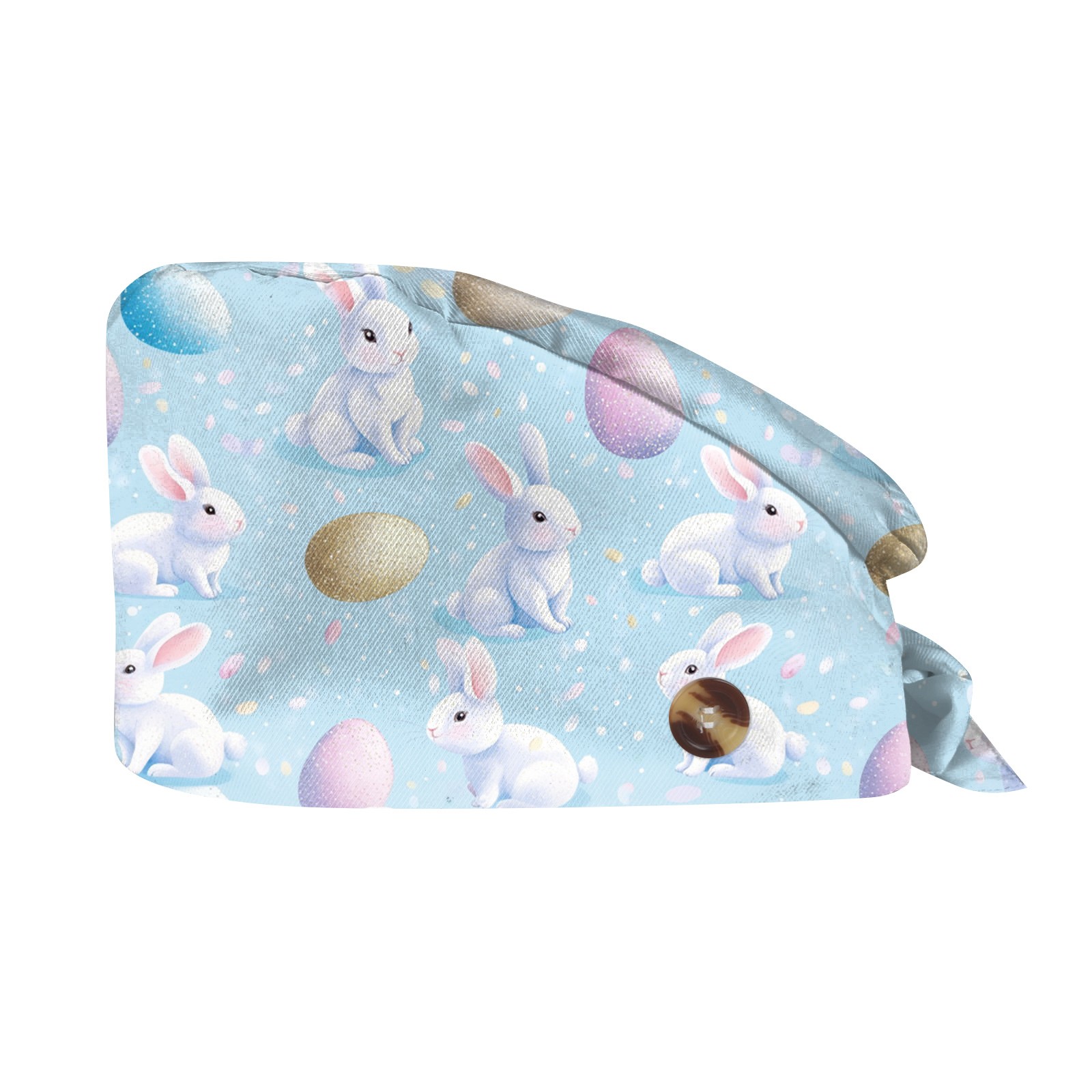 Gorros exfoliantes de Pascua con estampado de huevos y conejos, gorro de enfermera, gorro de trabajo para agencia de mascotas, accesorios para enfermeras, suministros de Pascua, gorro clínicos: camouflage
