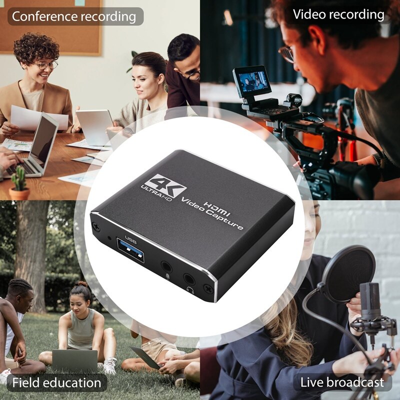 Audio Video Capture Card Met Microfoon 4K Hdmi Loop-Out,1080P 60Fps Video Recorder Voor Schakelaar/PS5/ One/Pc/Video