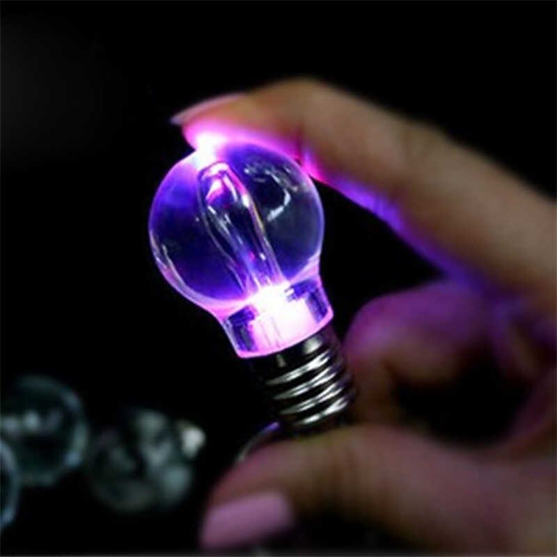 Quadruple Mini LED Light Bulb Keychain Candy Color Flash Lamp Key Rings Novelty Car Illuminate Pendant Key Chain Christmas