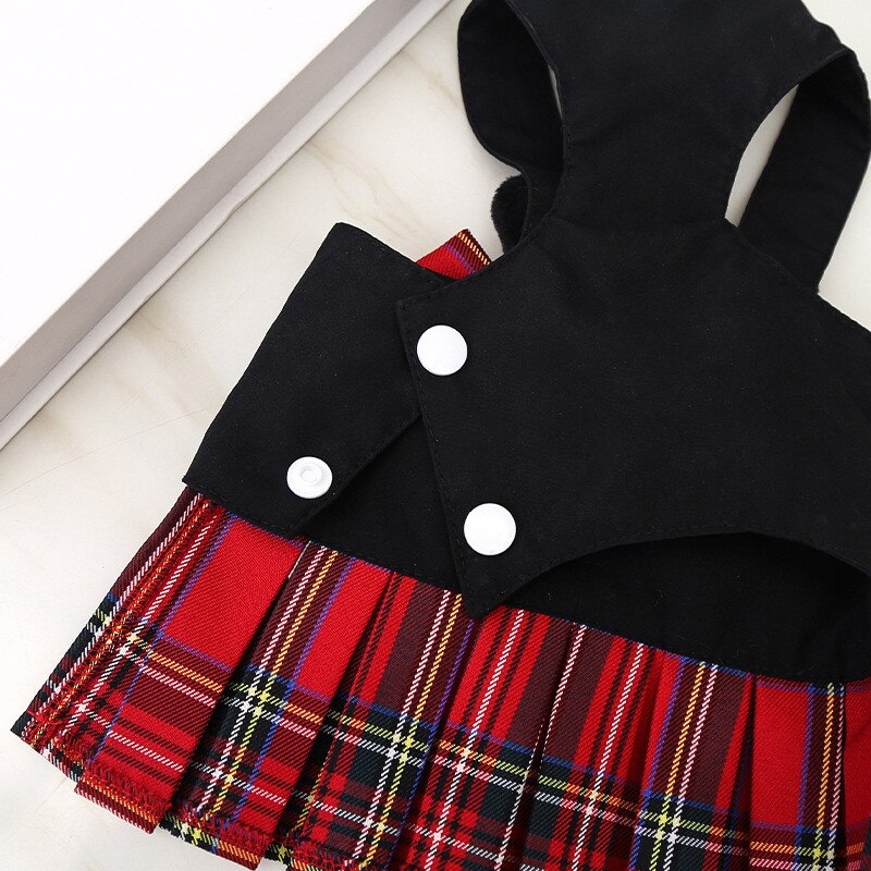 Vestidos para perro o mascota, conjunto de arnés y correa con lazo bonito, ropa de verano a cuadros con anilla para correa para perros pequeños y medianos