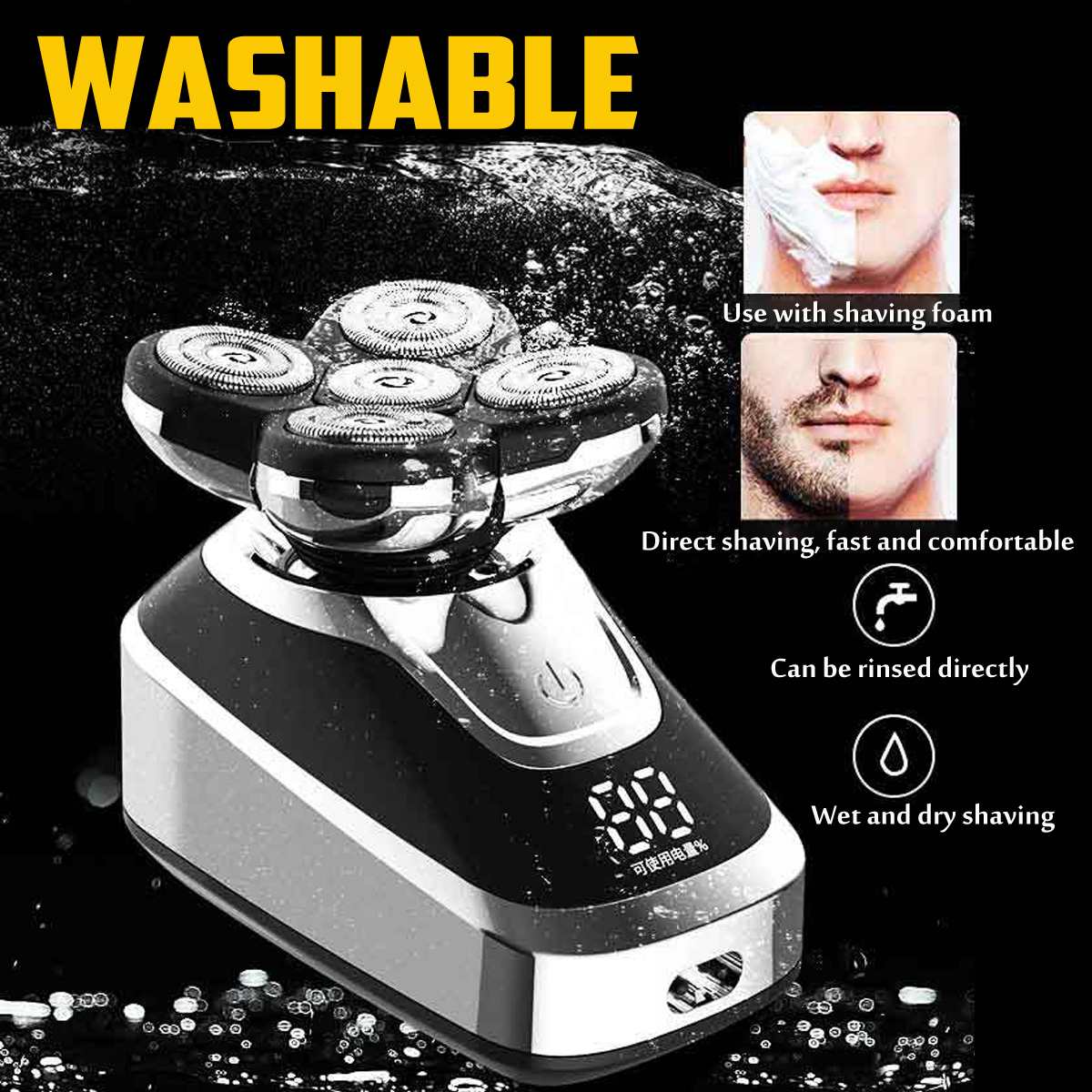 Electric Shaver USB Rechargeable IPX5 Multifunctional Grooming kit 3 In 1 5D For Men Women Bald Head Polish Hair Clipper Trimmer