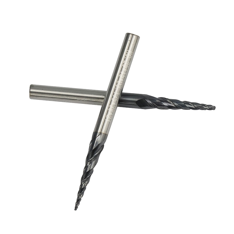 XCAN Tapered Ball Nose End Mill 4pcs R0.25 R0.5 R0.75 R1.0 Carbide End Mill Set CNC Engraving Bit
