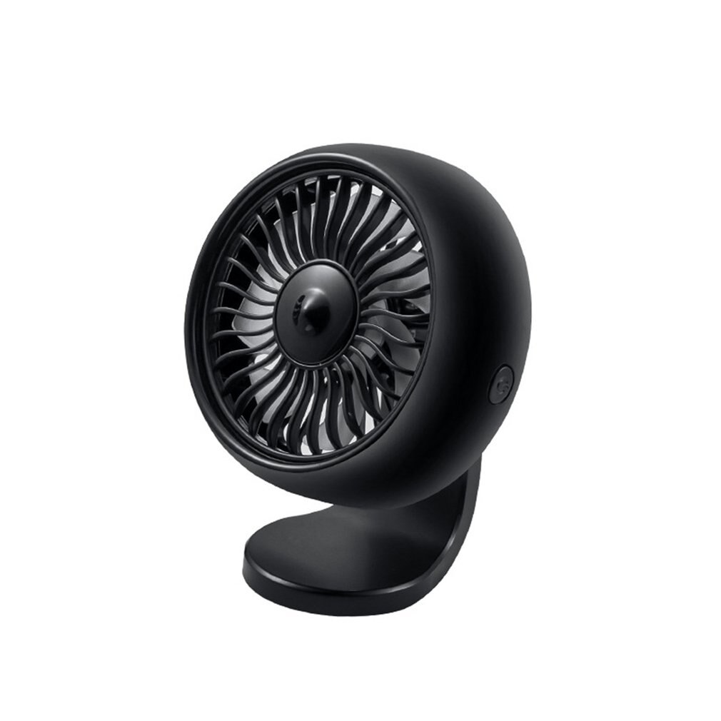Car usb Fan 360 Degree Rotatable LED Lights USB Power Car Auto Powerful Cooling Air Fan For Car Air Vent Mounted: Black