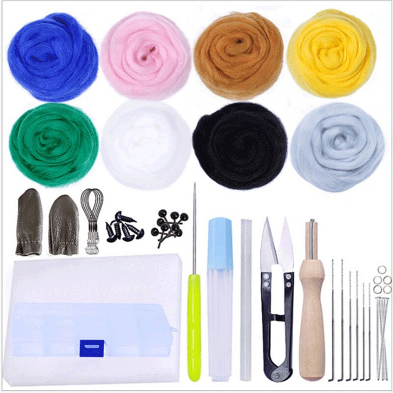 Needle Felting Kit Set Wool Felting Tools 16/25/50 Color Non-finished Felt Needle Craft Accessories Pack Felting Fabric Material: color 19