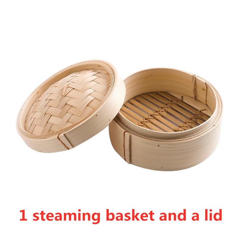 Kinesisk bambus dampkoger 8 tommer 20cm med låg - dimsum dumplings: 1 kurve og 1 låg