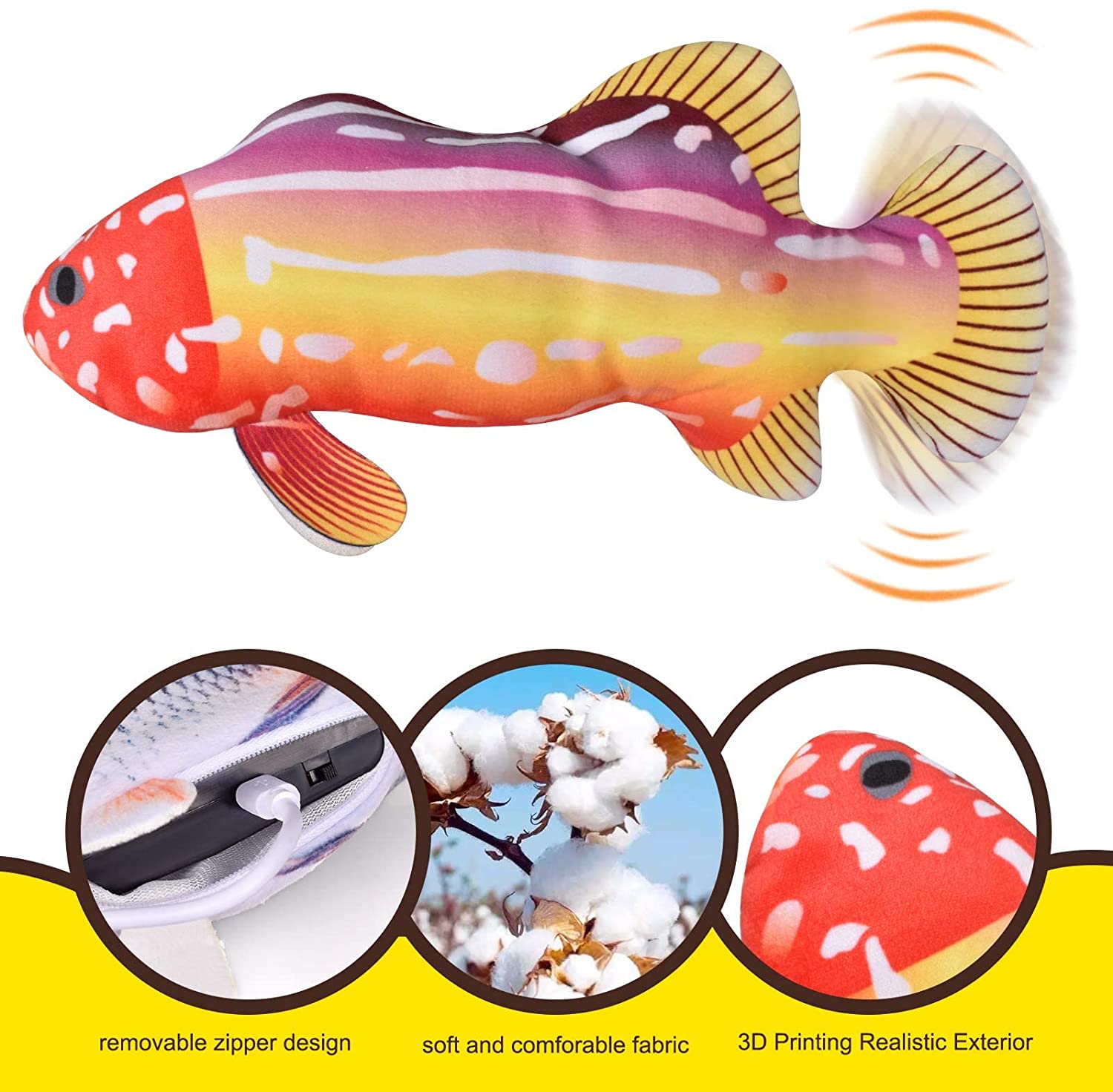 Electric Fish Catnip Toy Simulation Fish Funny Cat Jumping Fish Suitable for Indoor Cat Interactive Mobile Bouncing Fish Cat Toy