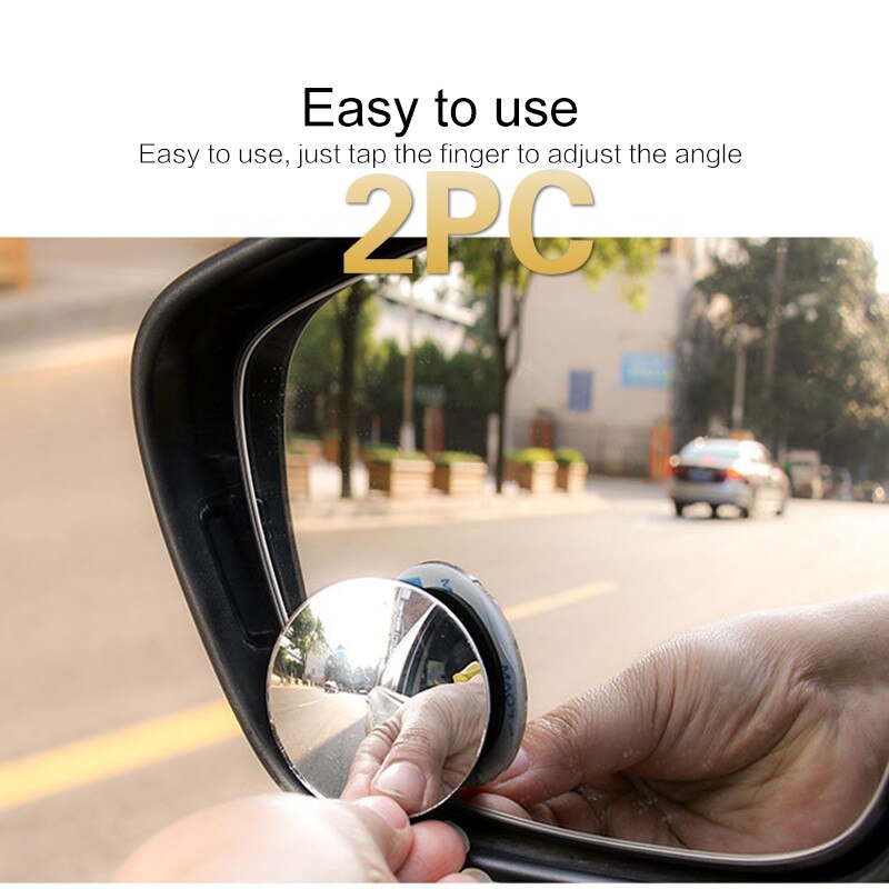 1/2pcs Car 360 Degree Framless Blind Spot Mirror Wide Angle Convex Mirror Round Side Rearview Parking Mirror Car Accessories: 2pcs