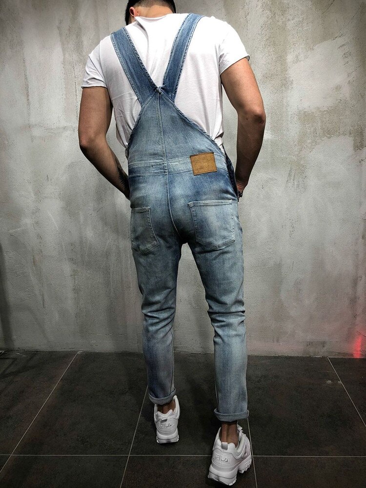 Monos vaqueros rasgados de estilo retro para hombre, Peto vaquero desgastado de Hi Street, pantalones con tirantes, talla S-3XL