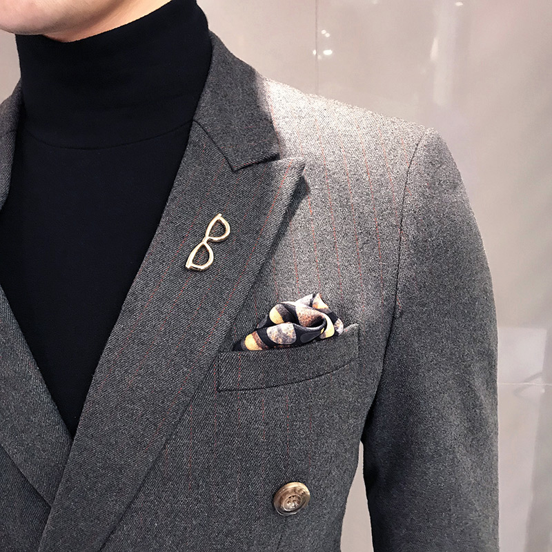 Double-Breasted Pak Mannen Bruidegom Getrouwd Koreaanse Slim Stalknecht Jurk Casual Engeland Nacht Kleine Pak