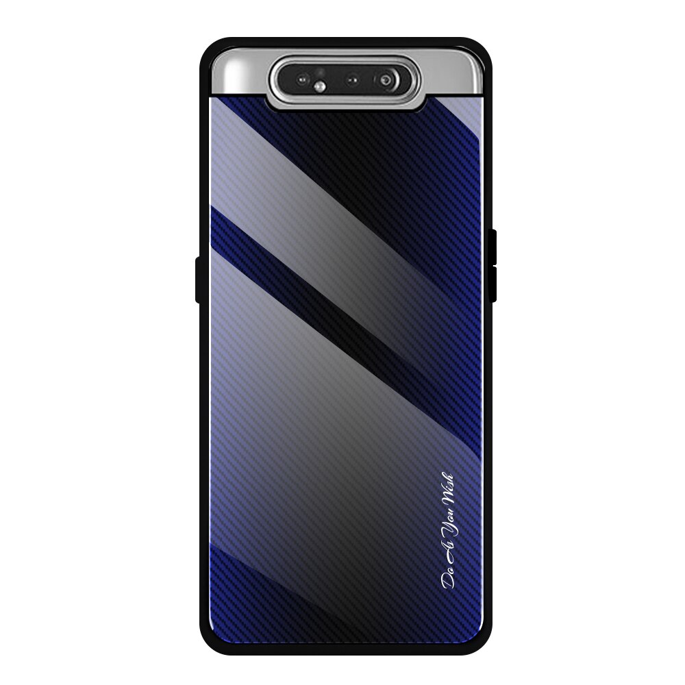 Vetro temperato di Caso Per Samsung Galaxy A80 A90 UNA Copertura Della Cassa 80 90 UN 80A Gradient Shell Per Samsun A80 a805 Stripes Caso Fundas: For A80 / 03