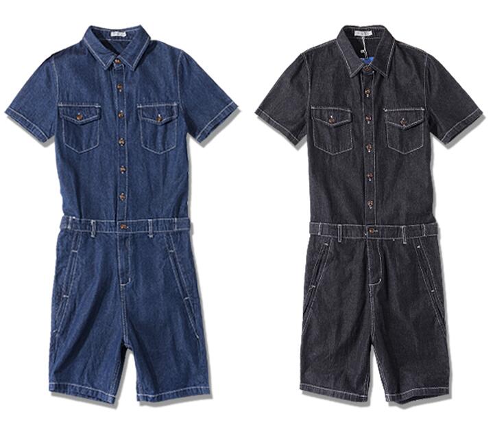 Jeans jumpsuit kortärmad herr one piece overall punk skull print herr jeansbyxor jumpsuits sommar herr set
