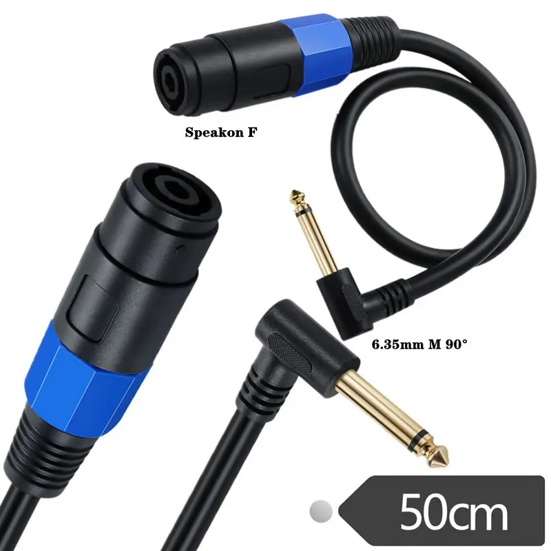 Câble de haut-parleur Speakon mâle femelle à 6.35mm TS Mono coude à 90 degrés OD8.0mm cuivre pur 0.6m2