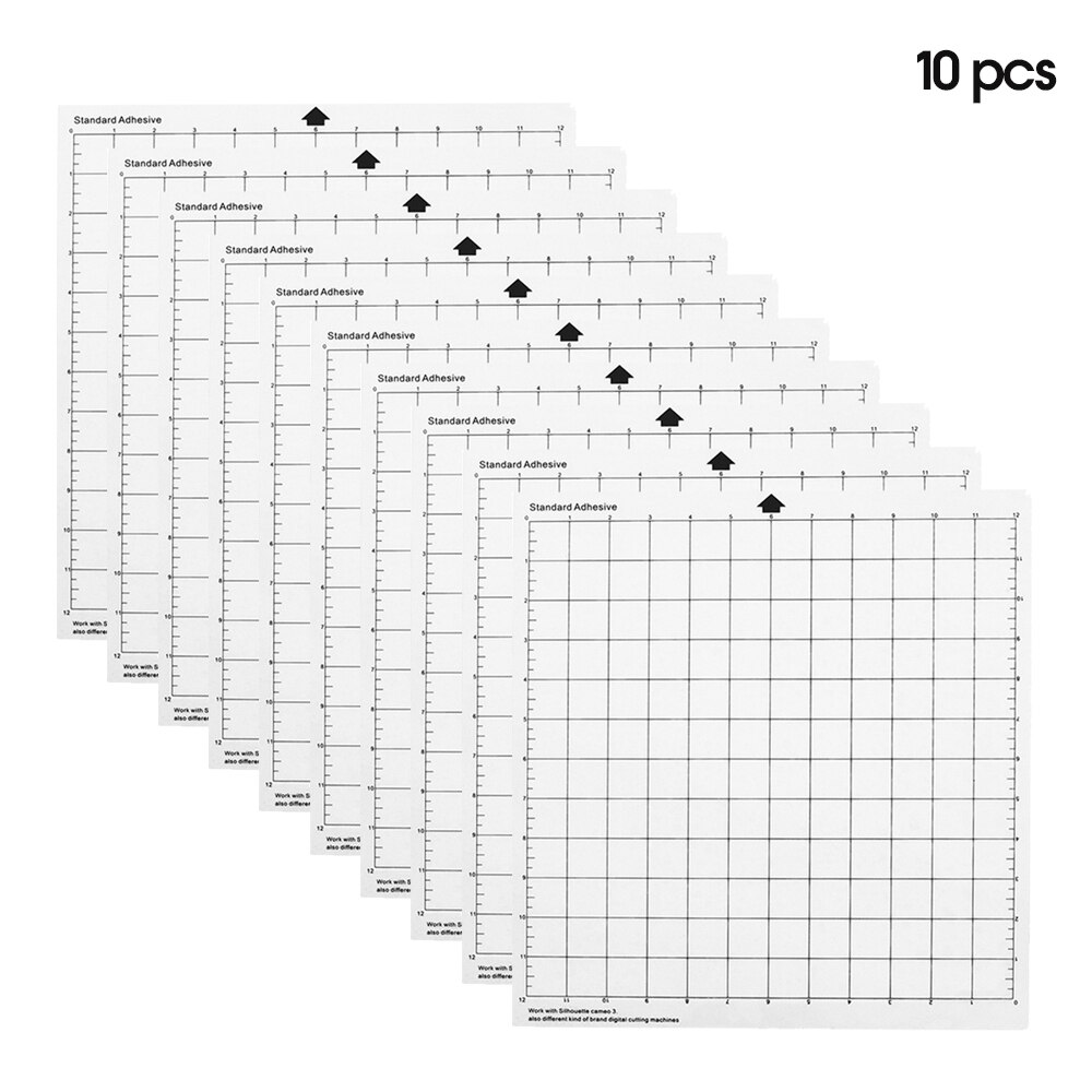 Tapis de découpe de remplacement Transparent PP, 1/3/5/10 pièces, tapis adhésif avec mesure 12 pouces pour traceur de Silhouette Cameo: 10Pcs
