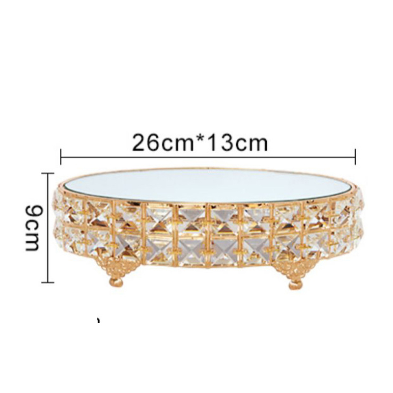 High-end Metal Mirror Cake Stand Wedding Dessert Table Crystal Cake Table Decoration Glass Fruit Plate Pastry Display Plate: 1pcs2