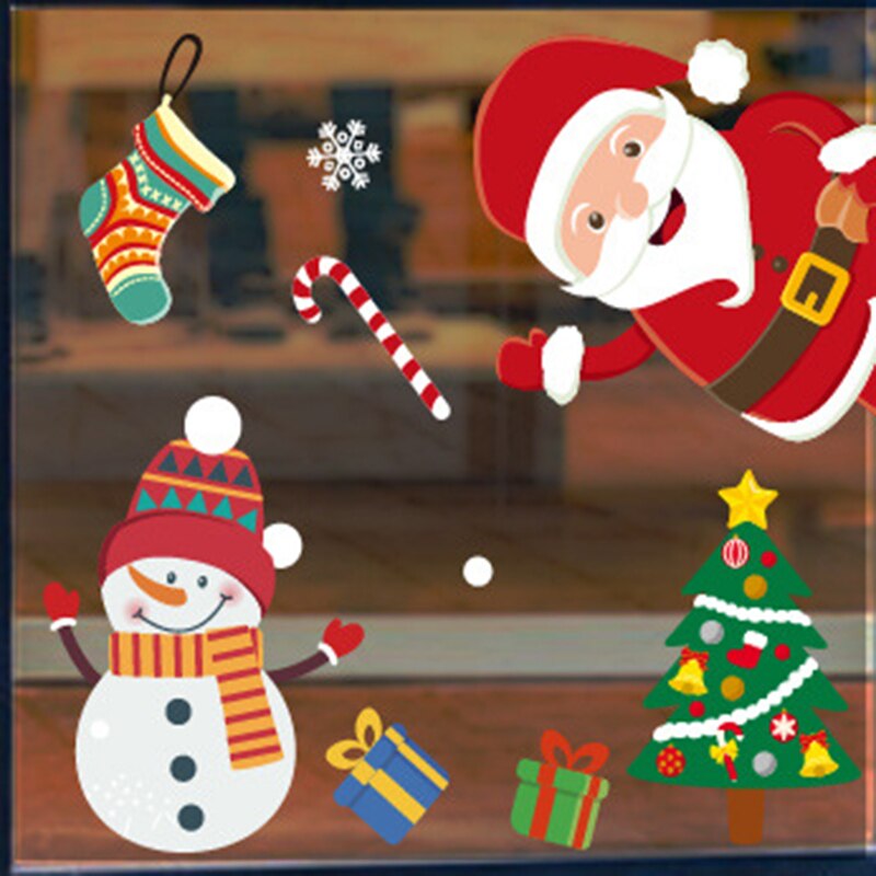 Christmas Stickers Decorations Paste Glass Electrostatic Stickers Christmas Decoration Year Decorations Christmas Wall Art