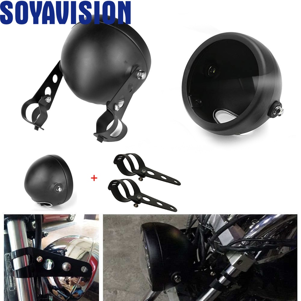 5 3/4" Black chrome Round Motorcycle 5.75 Inch LED Headlight Mounting Housing Bucket For Chopper Headlight Housing for car/motor