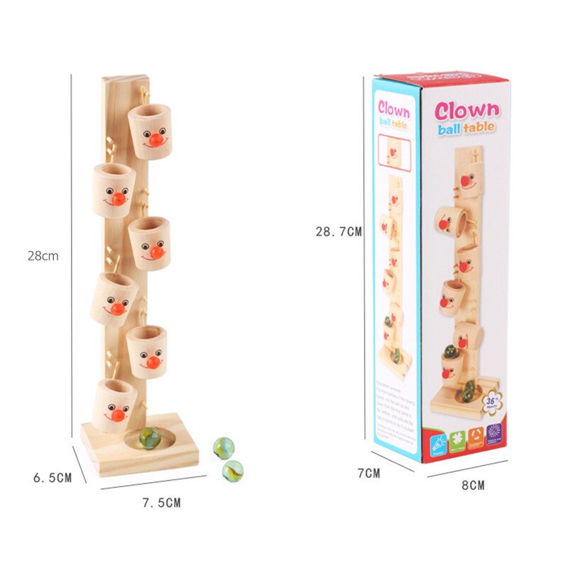 Trä anti-stress rullande clown boll bordsleksaker roliga flera flip hinkar fingerspel vuxen leksaker för barn