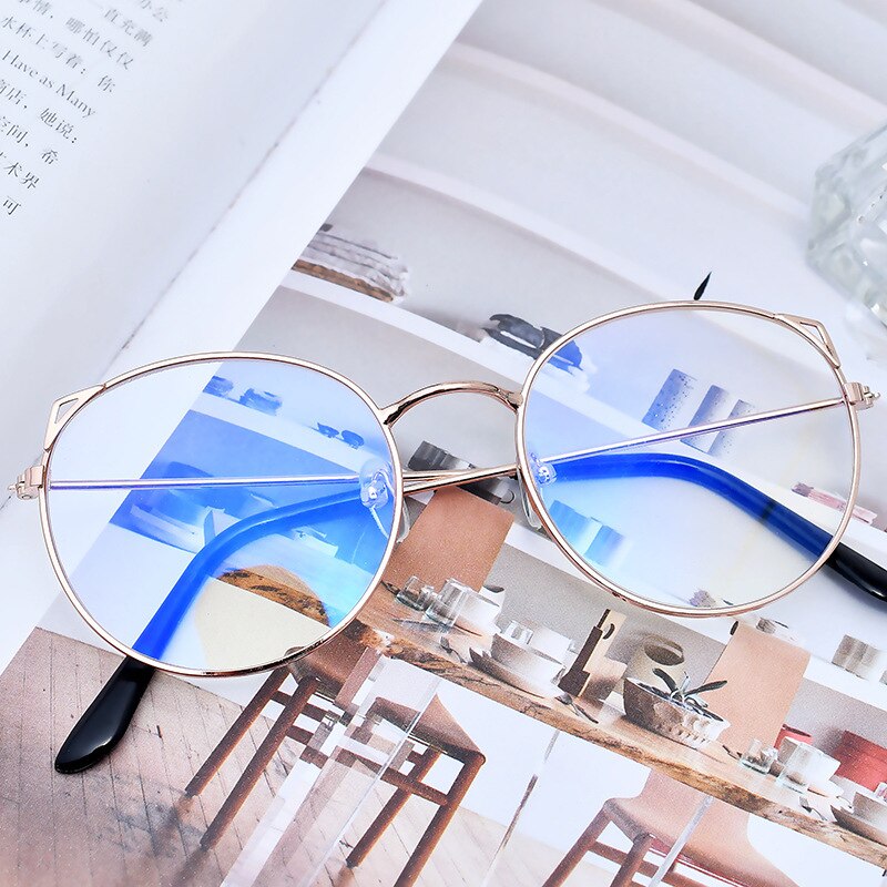 Computer Glasses Anti Blue Ray Glasses Blue Light Blocking Glasses Optical Eye Spectacle UV Blocking Gaming Filter Round Glasses: gold