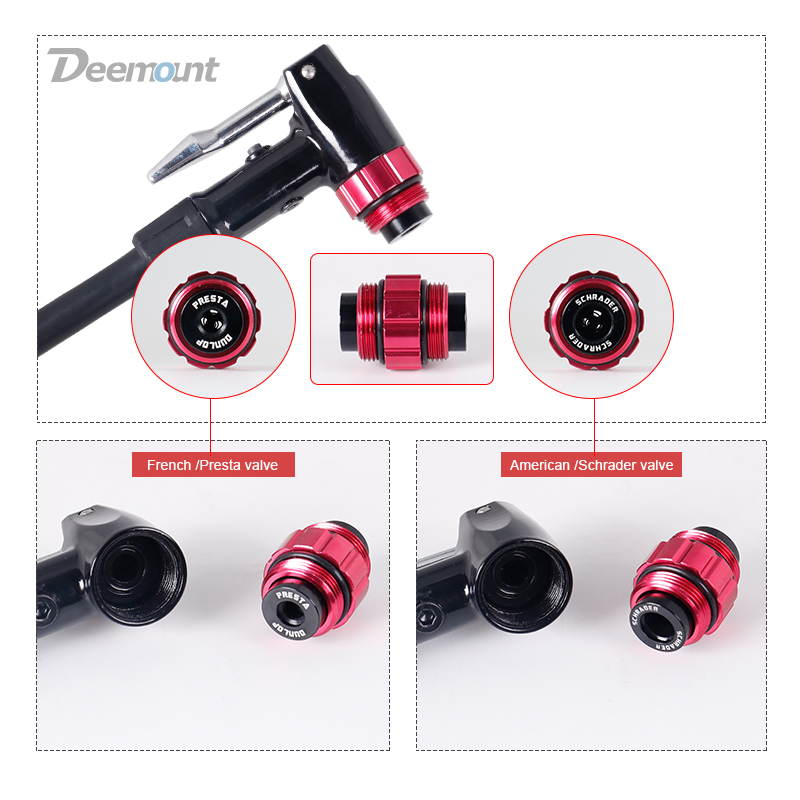 Deemount Top Bike Pump Alloy Adaptor W/ Bleeder Thumb Lock Valve Schrader Presta F/V A/V 120CM Hose Dia. 10mm 4mm GCT-01