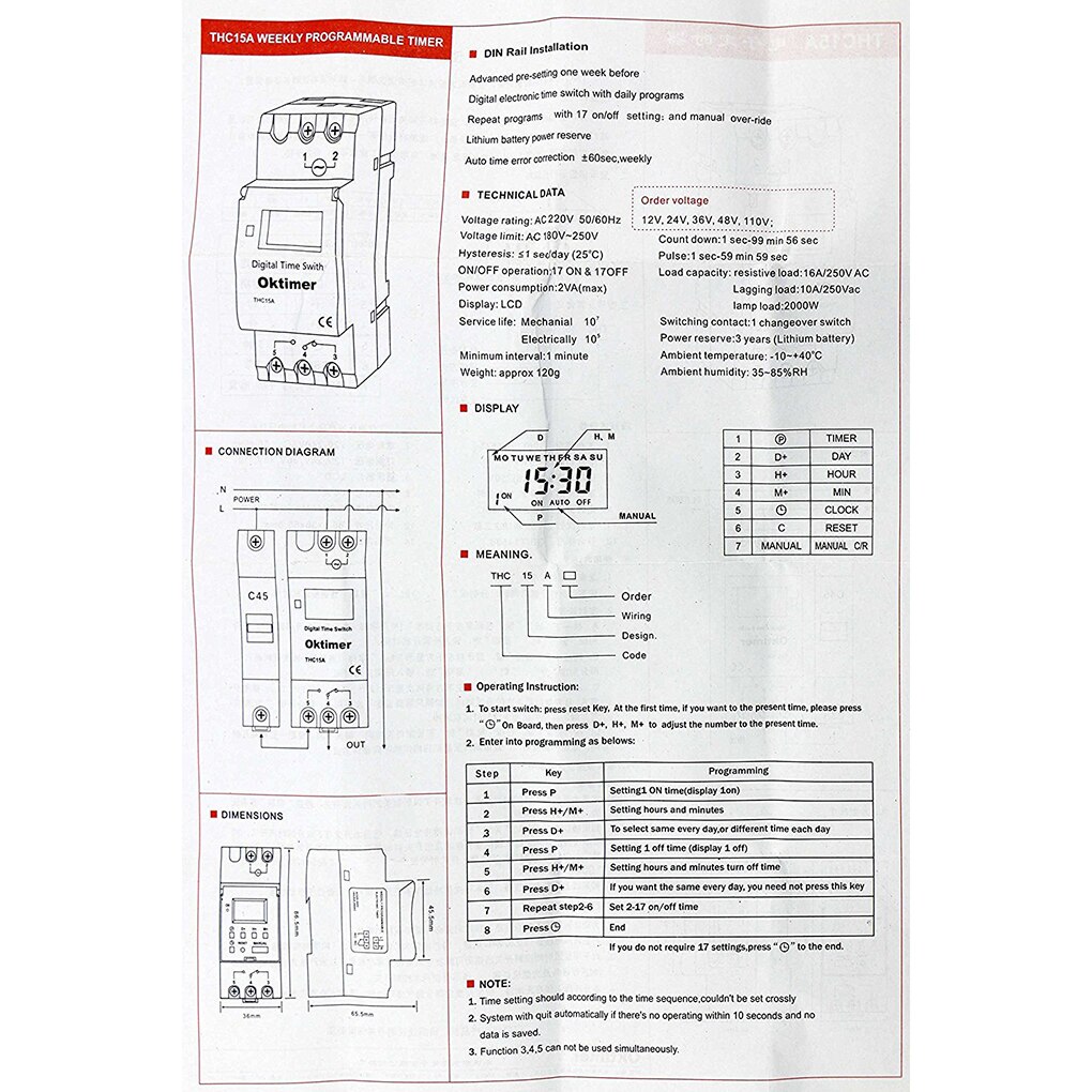 Temporizador programable Digital Industrial, temporizador de Control, AC 220V 16A, montaje en Riel Din, 7 días