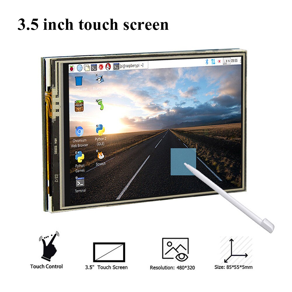 Raspberry Pi 4 Touch Screen 3.5 inch TFT LCD 480*320 Display with Acrylic Case Aluminum Heat Sink for Raspberry Pi 4 Model B 4B
