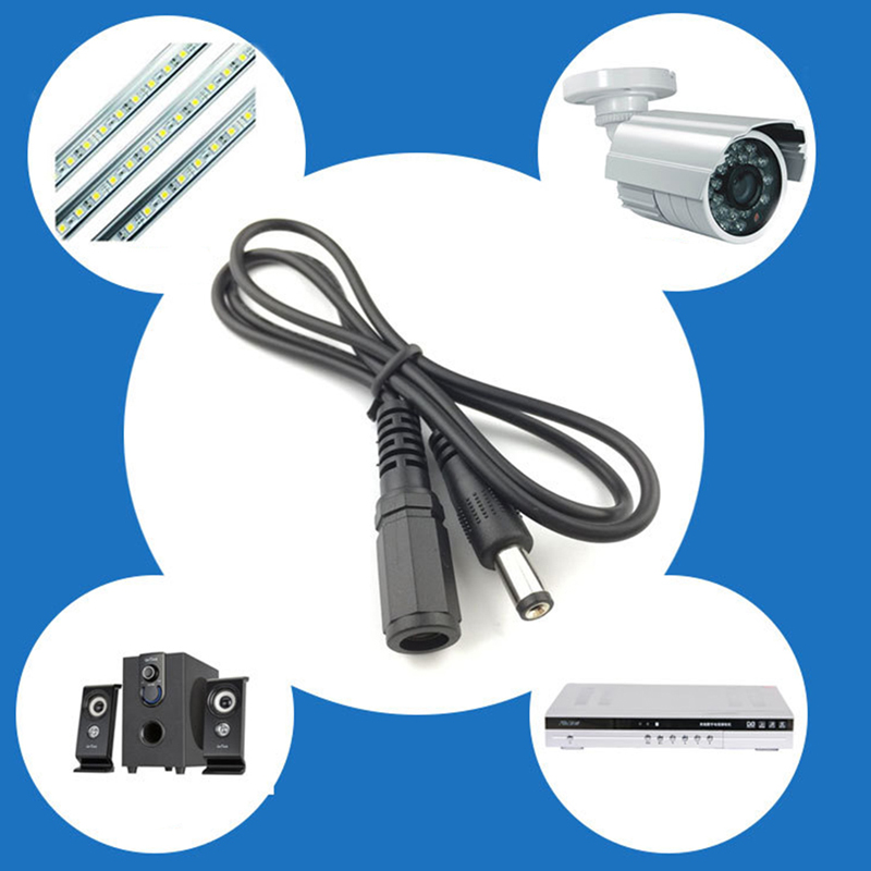 1M DC 5.5mm x 2.1mm Power Male to Female Barrel Plug Connector Extension Cable