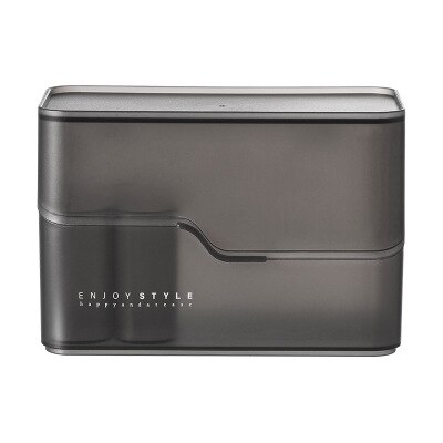 Gjennomsiktig sminke arrangør smykkeskrin kosmetisk arrangør sminke børsteholder boks leppestift lagring bad skap arrangør: Svart med lokk