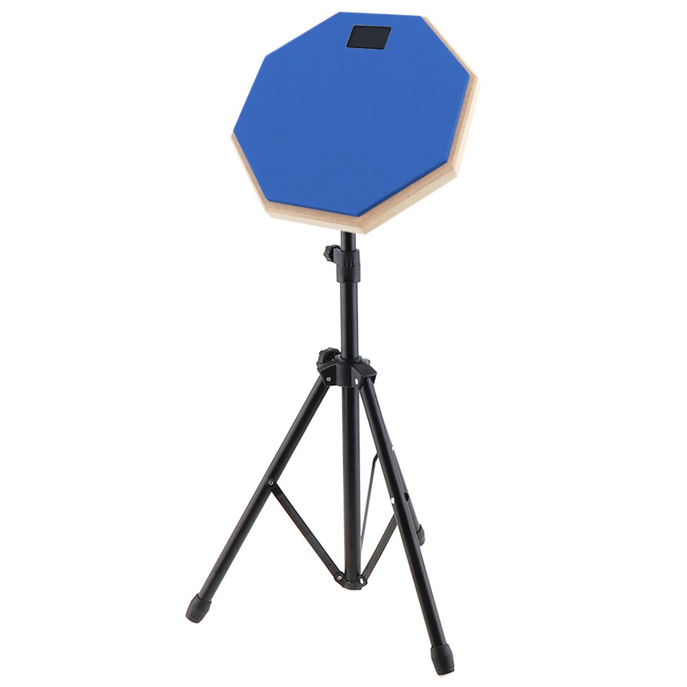 Drum Set 8 Inch Rubber Wooden Dumb Drum Practice Training Drum Pad with Stand 3 Colors Optional: Deep Blue