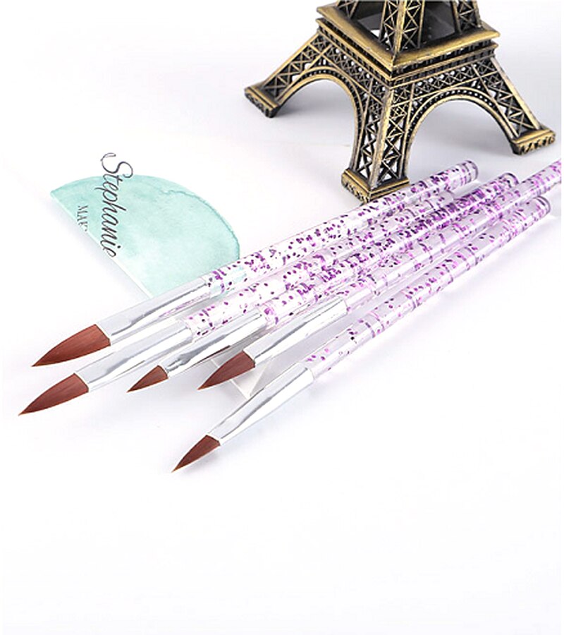 5 Stks/set Transparante Penhouder Nylon Wol Hexgon Glitter Nail Professionele Acryl Pen Paars/Blauw Nail Art Verf Diy Tool TB31