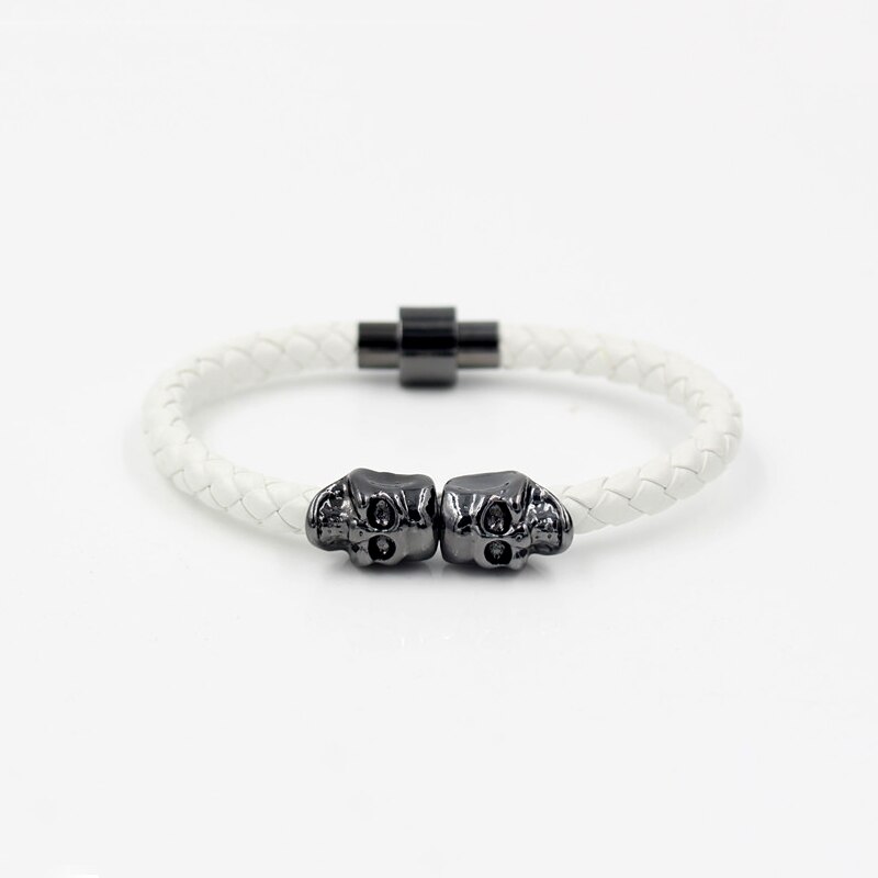 Magnet Punk Leder Kette Armbinde Zwei Schädel Charme Armbinde Armreifen Schmuck Für Männer Frauen: Modell 14