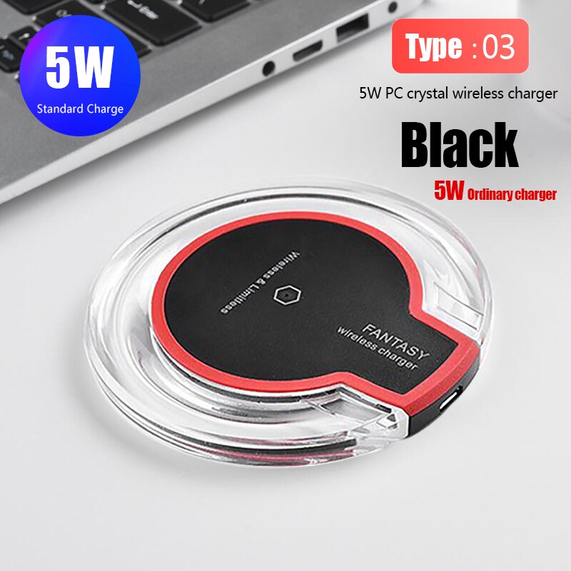 Dock di ricarica rapida in vetro metallico per caricabatterie Wireless Qi 15W per iPhone Samsung S20 S10 nota 10 ricarica rapida Super Wireless Huawei: 5W Crystal Black