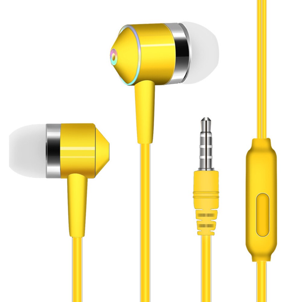 Multi-color in-ear mobiltelefon headset linjekontrol subwoofer med hvede øretelefoner universal telefon tilbehør headset txtb 1: Gul