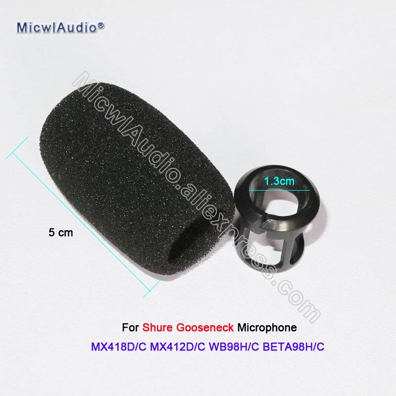 Black Sponge Snap-fit Form Windscreens For Shure MX418D/C MX412D/C WB98H/C BETA98H/C Instrument Gooseneck Microphone