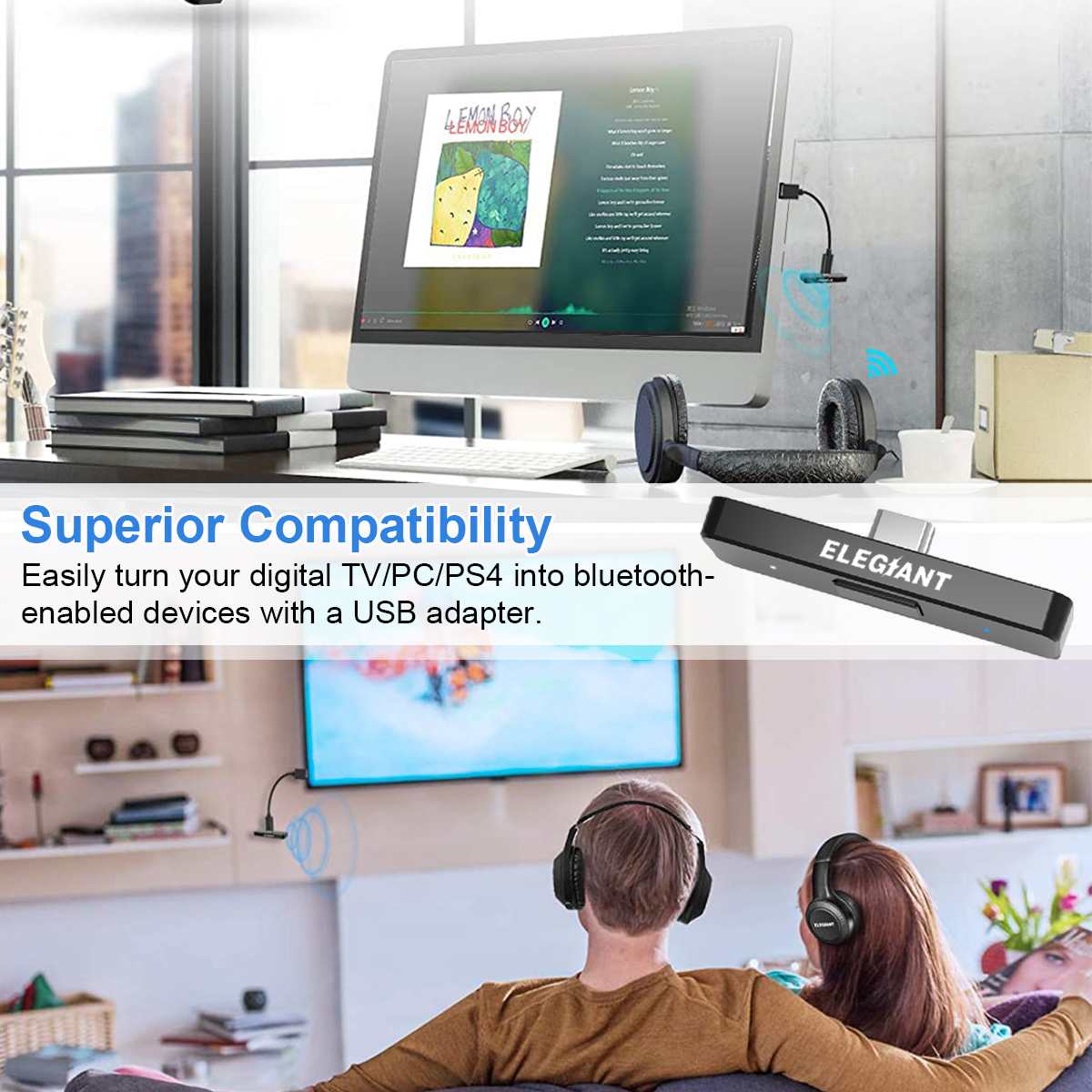 bluetooth 5.0 Transmitter Wireless Audio Adapter Headphones Speakers