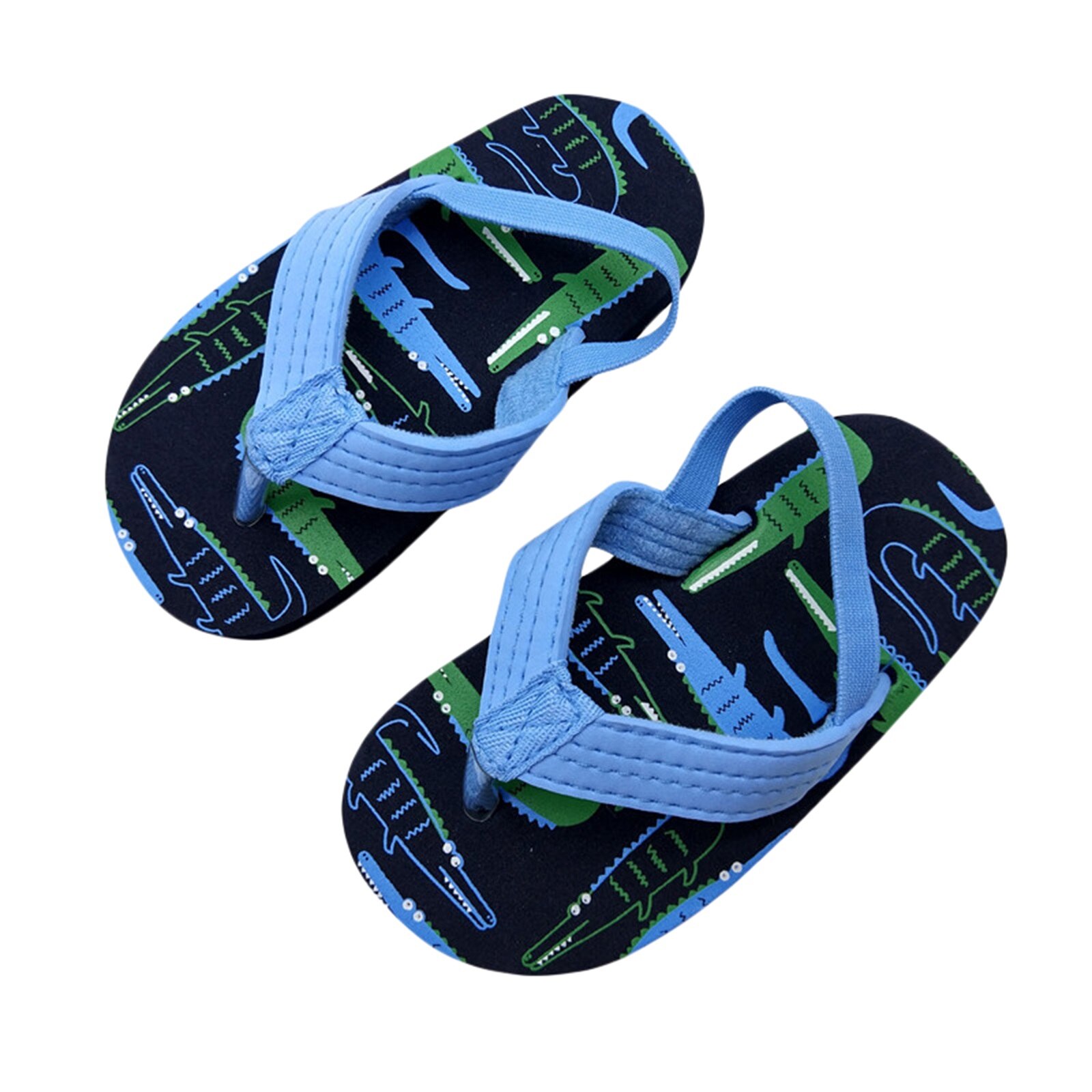 Tongs d'été pour bébés filles, pantoufles imprimées, sandales de bain, douche, plage, piscine, talon élastique, étanche, décontractées: Black / 16.5
