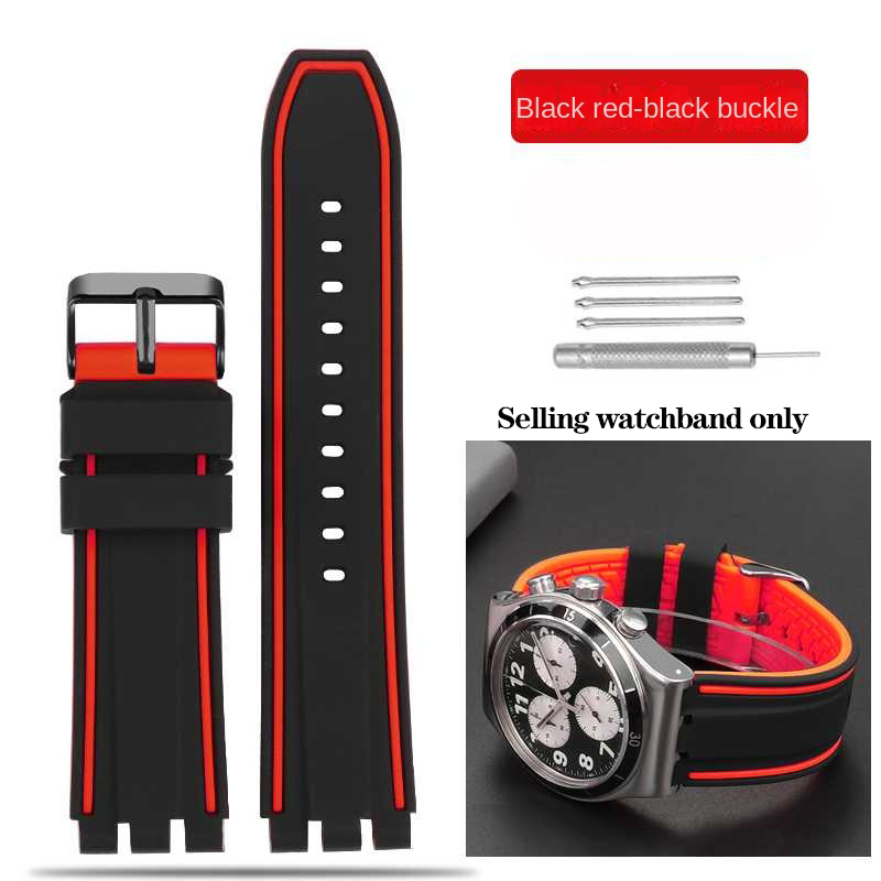 Correa de reloj de goma de 19mm, 20mm y 21mm para Swatch, correa de reloj para hombre YVS400 YVS451 YVB404, pulsera de silicona impermeable para deportes al aire libre: White black / 20 mm