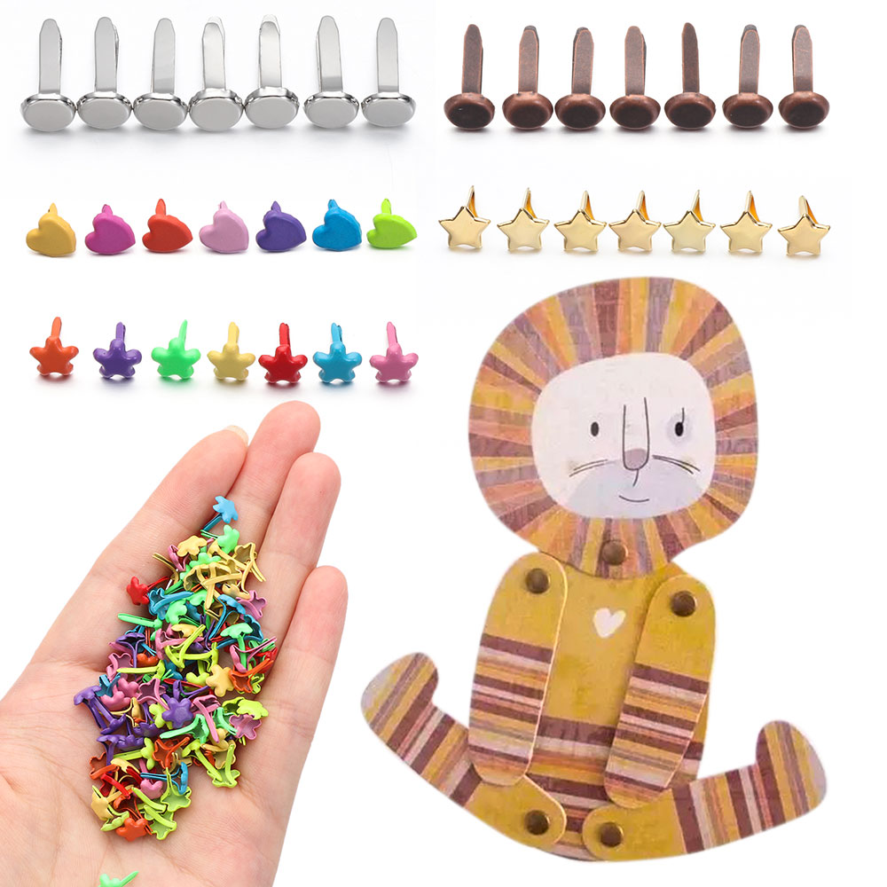 100 PCs Metal Brad Studs Spikes Scrapbook Embellishment Clasp Fastener DIY Photo Album Crafts Decoration Practical Useful