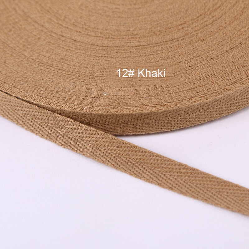50 Yards/Roll 20mm Cotton Ribbon Herringbone Twill Bias Binding Tape For Bag Clothing Strap Handmade Garment Sewing 37 Colors: 12 khaki 20mm