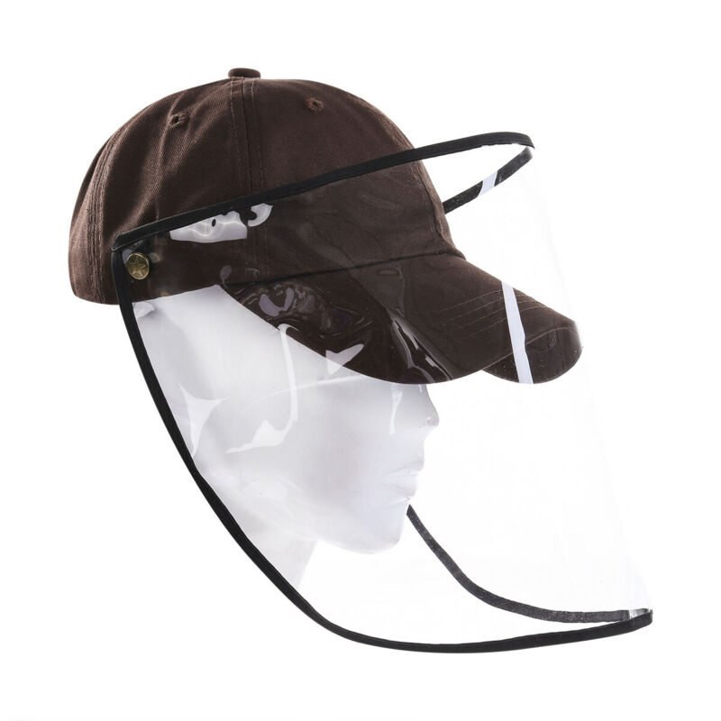 Unisex Solid Color Anti-Saliva Anti-Droplet Anti-Splash Outdoor Safety Protective Caps Hats With Clear Full Face Shield