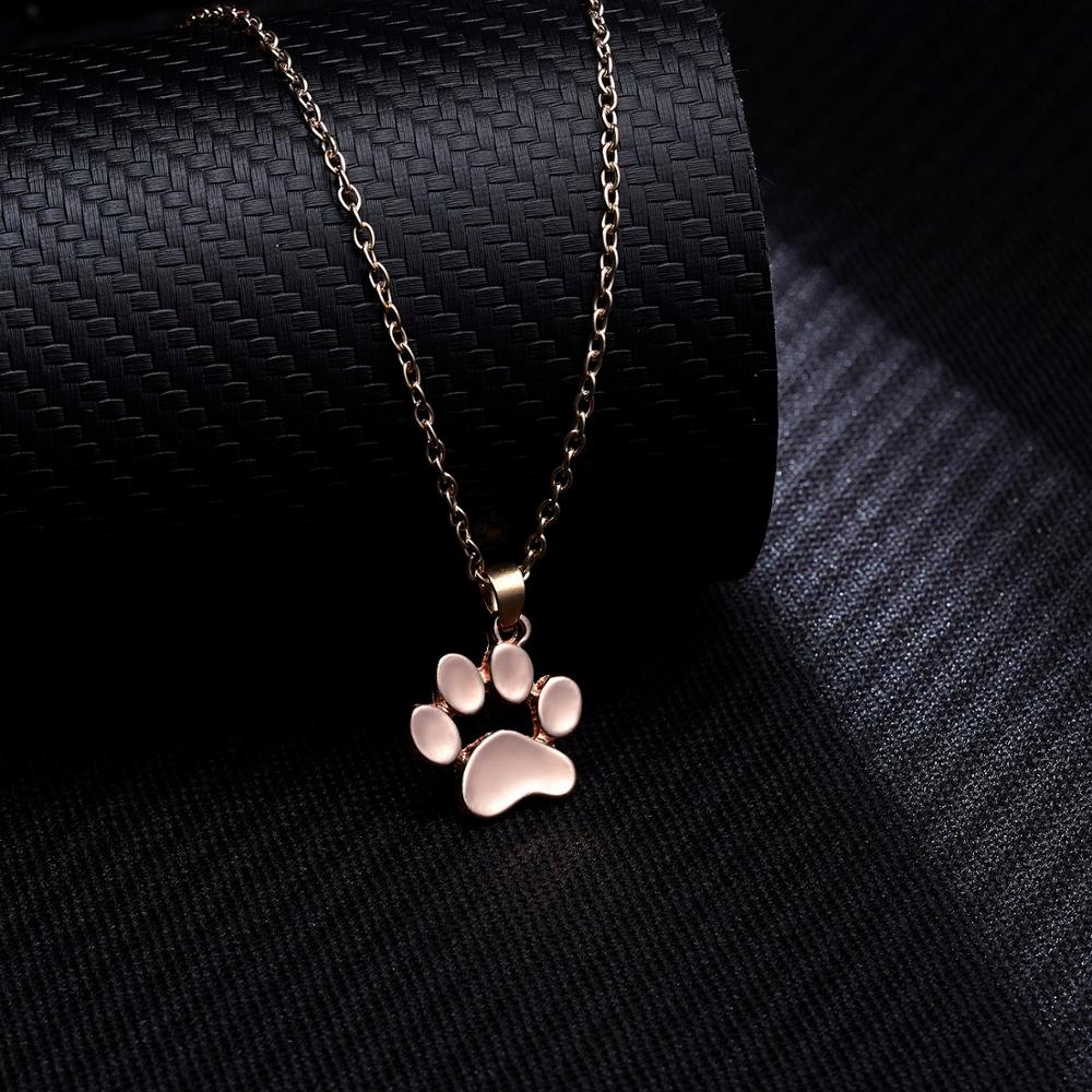 Gold Rose Gold Silber Farbe Niedlichen Hund Pfote Hohl Katze Pfote Mit Herz Anhänger Schlüsselbein Kette Halskette Weibliche Süße Schmuck