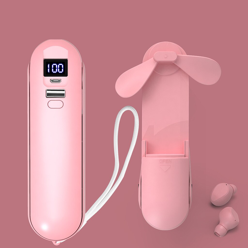 Usb Smart Home Draagbare Handheld Multifunctionele Mini Ventilator Zomer Opladen Ventilator Met Draadloze Bluetooth Headset Zaklamp