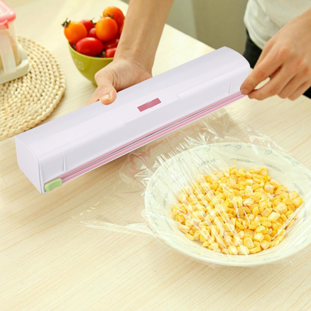 Film transparente envoltura caja de soporte para almacenamiento de acero inoxidable conservante dispensador de Film de cocina de aluminio sellado de cera cortador de papel